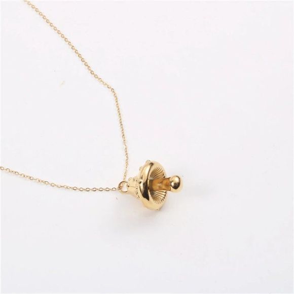 18K Gold Plated Mushroom Pendant Chain Necklace Christmas Gift For Her - Picture 6 of 6